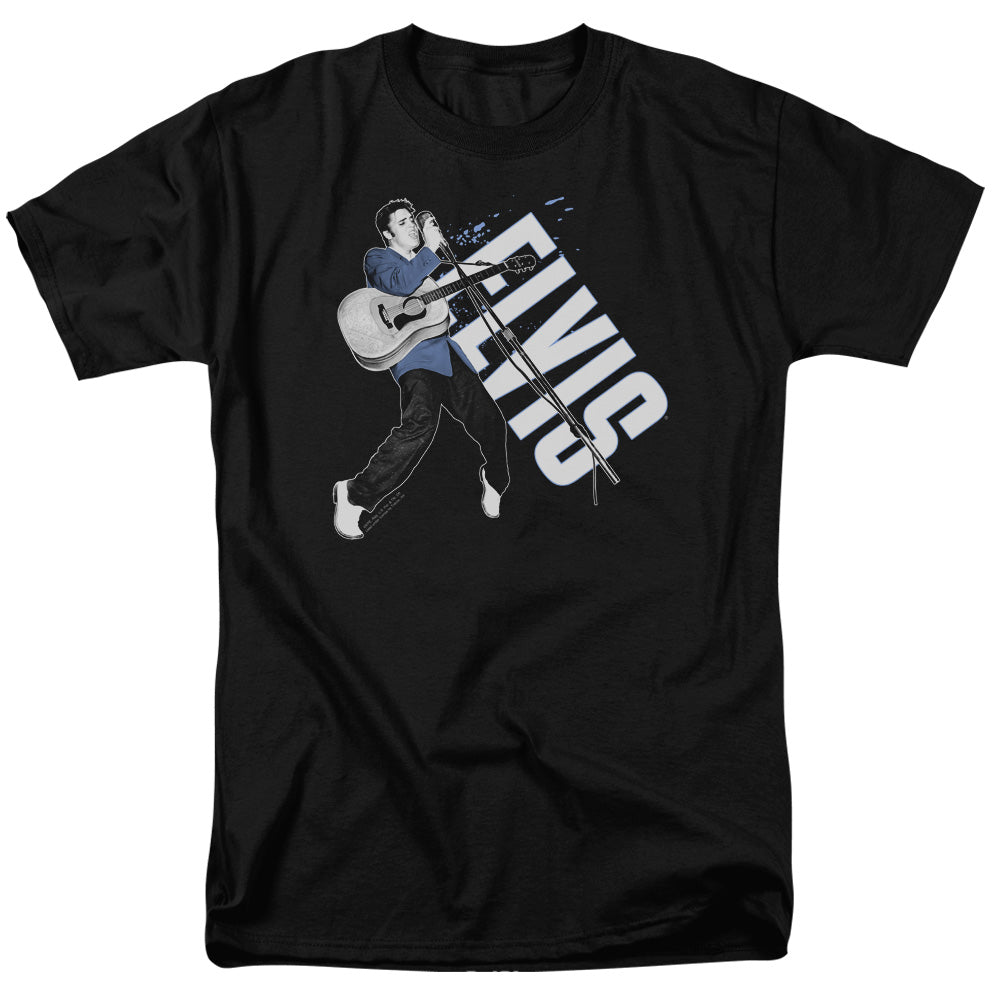 AN OFFCIALLY LICENSED ELVIS PRESLEY ON HIS TOES MEN'S REGULAR FIT T-SHIRT BLACK