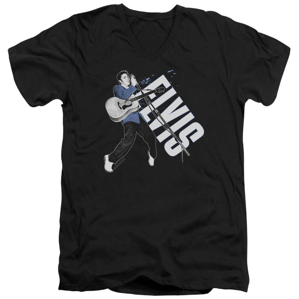 AN OFFCIALLY LICENSED ELVIS PRESLEY ON HIS TOES MEN'S V-NECK T-SHIRT BLACK