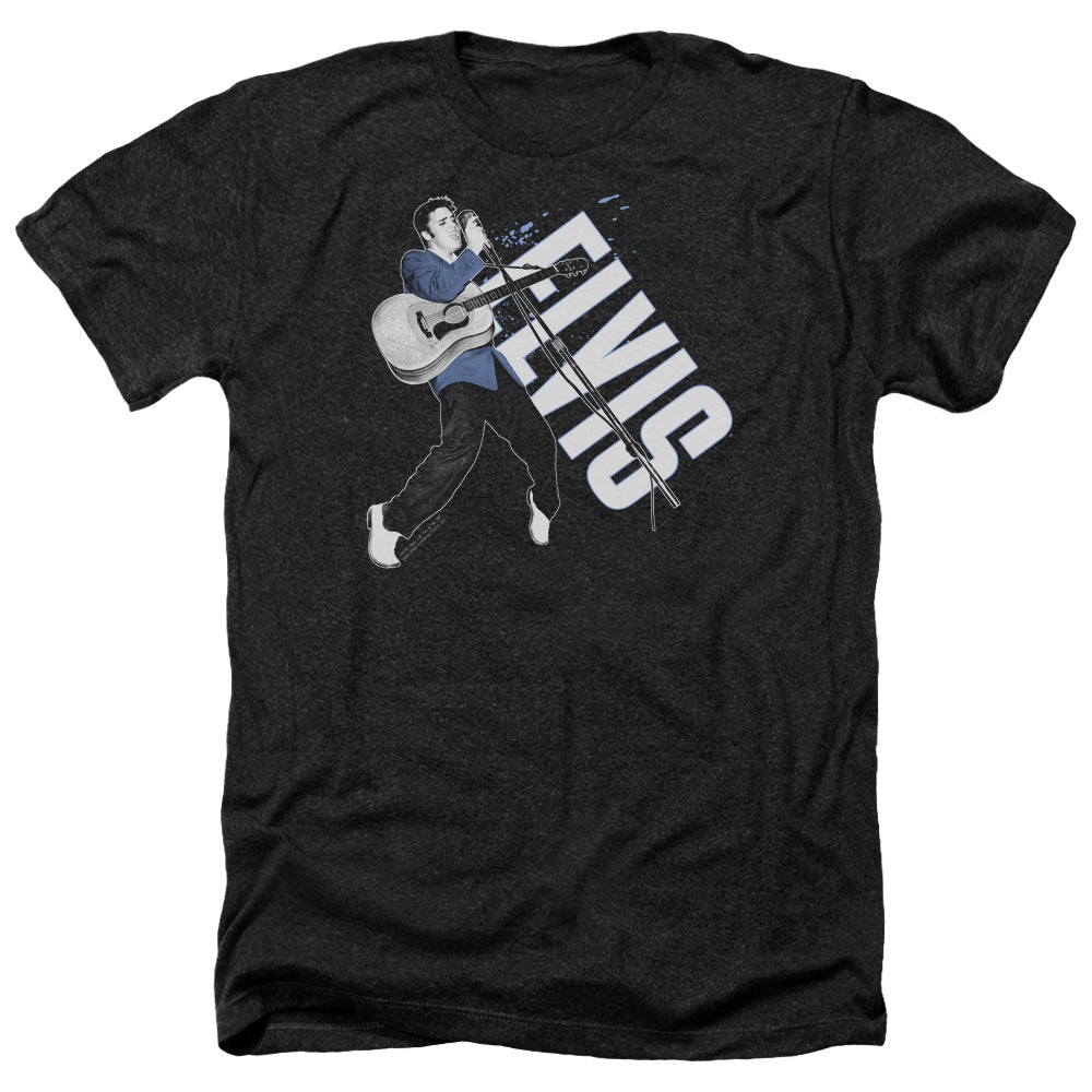 AN OFFCIALLY LICENSED ELVIS PRESLEY ON HIS TOES MEN'S HEATHER T-SHIRT CHARCOAL