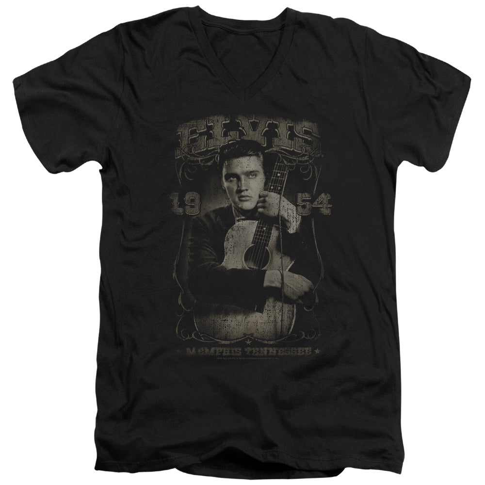 AN OFFCIALLY LICENSED ELVIS PRESLEY 1954 MEN'S V-NECK T-SHIRT BLACK