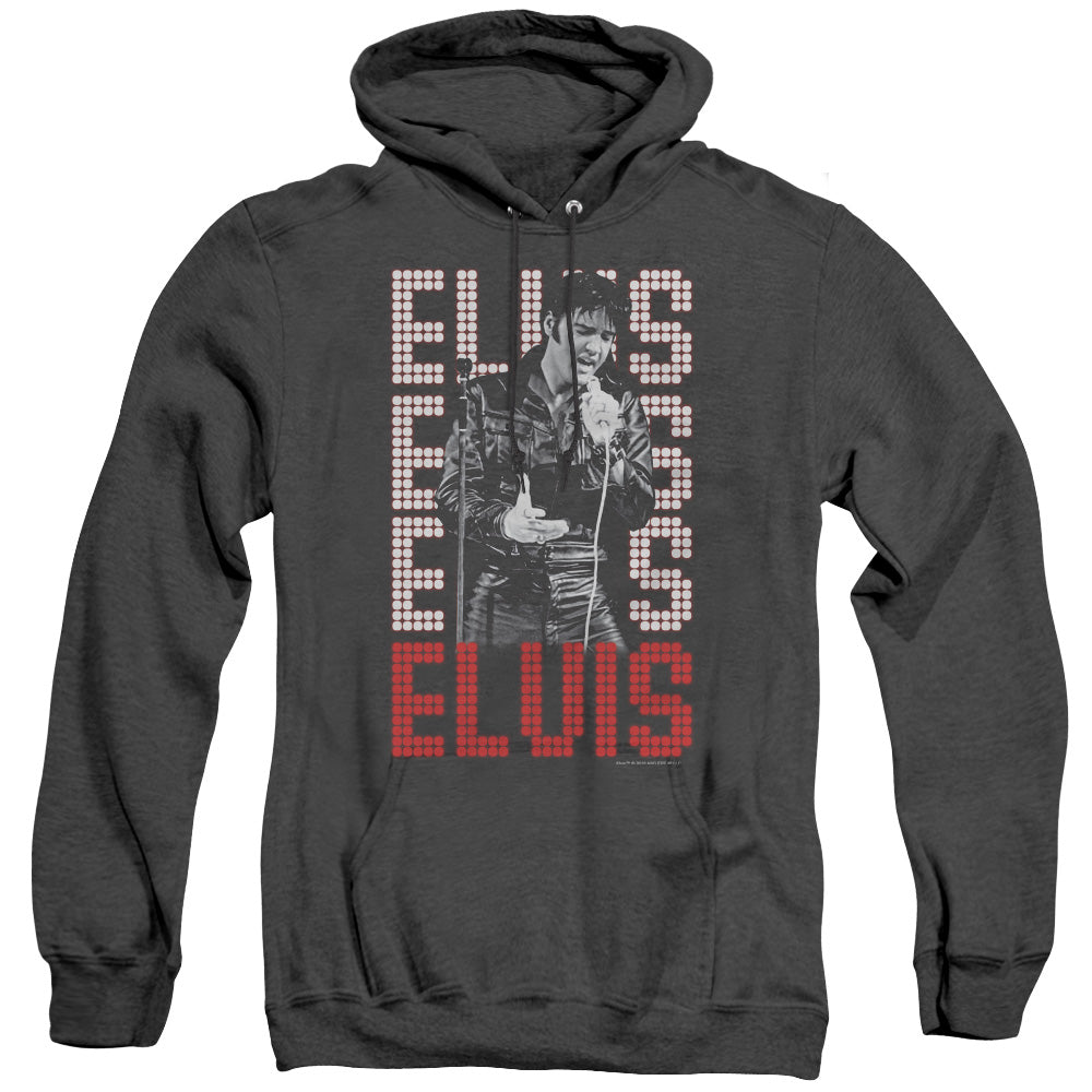 AN OFFCIALLY LICENSED ELVIS PRESLEY 1968 ADULT UNISEX HEATHER PULLOVER HOODIE BLACK