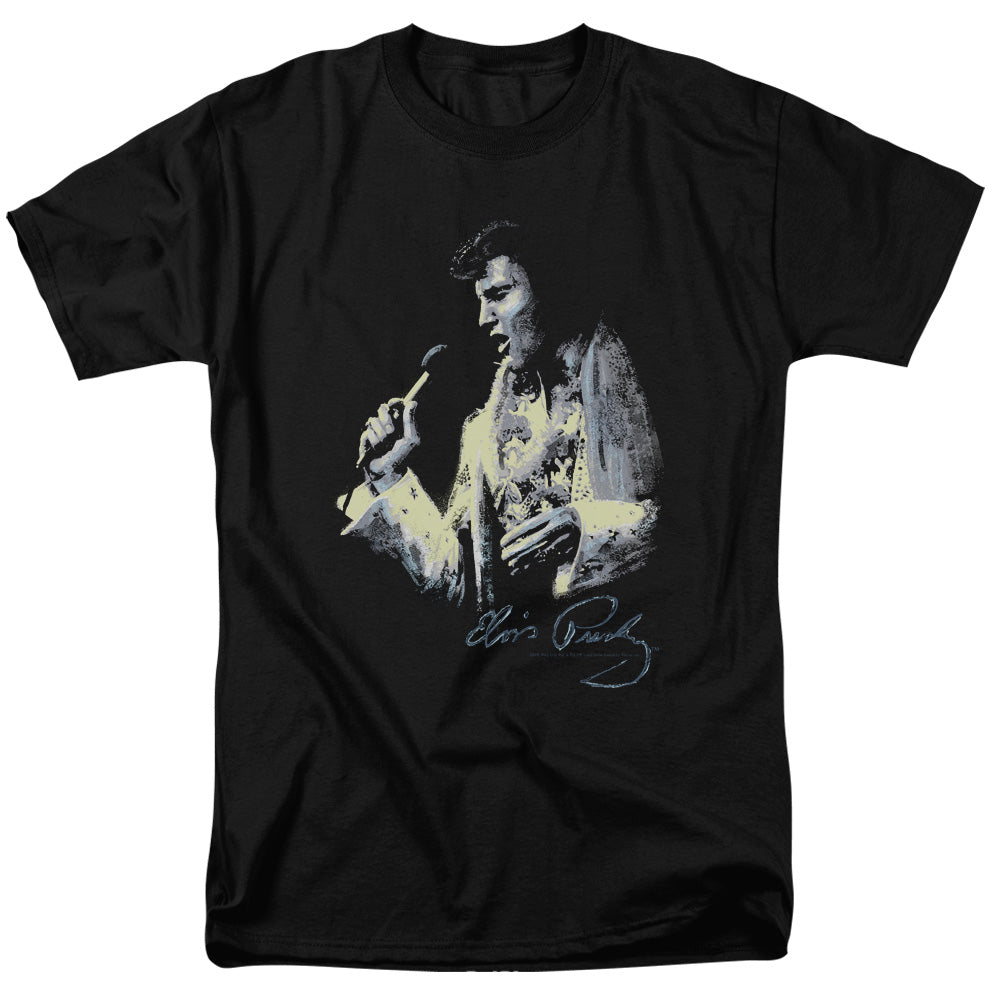 AN OFFCIALLY LICENSED ELVIS PRESLEY PAINTED KING MEN'S REGULAR FIT T-SHIRT BLACK