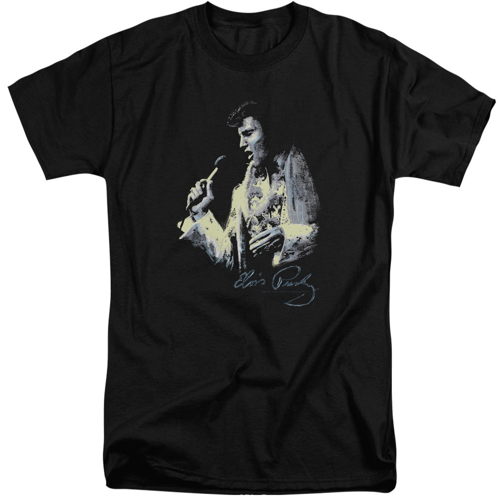 AN OFFCIALLY LICENSED ELVIS PRESLEY PAINTED KING MEN'S TALL FIT T-SHIRT BLACK