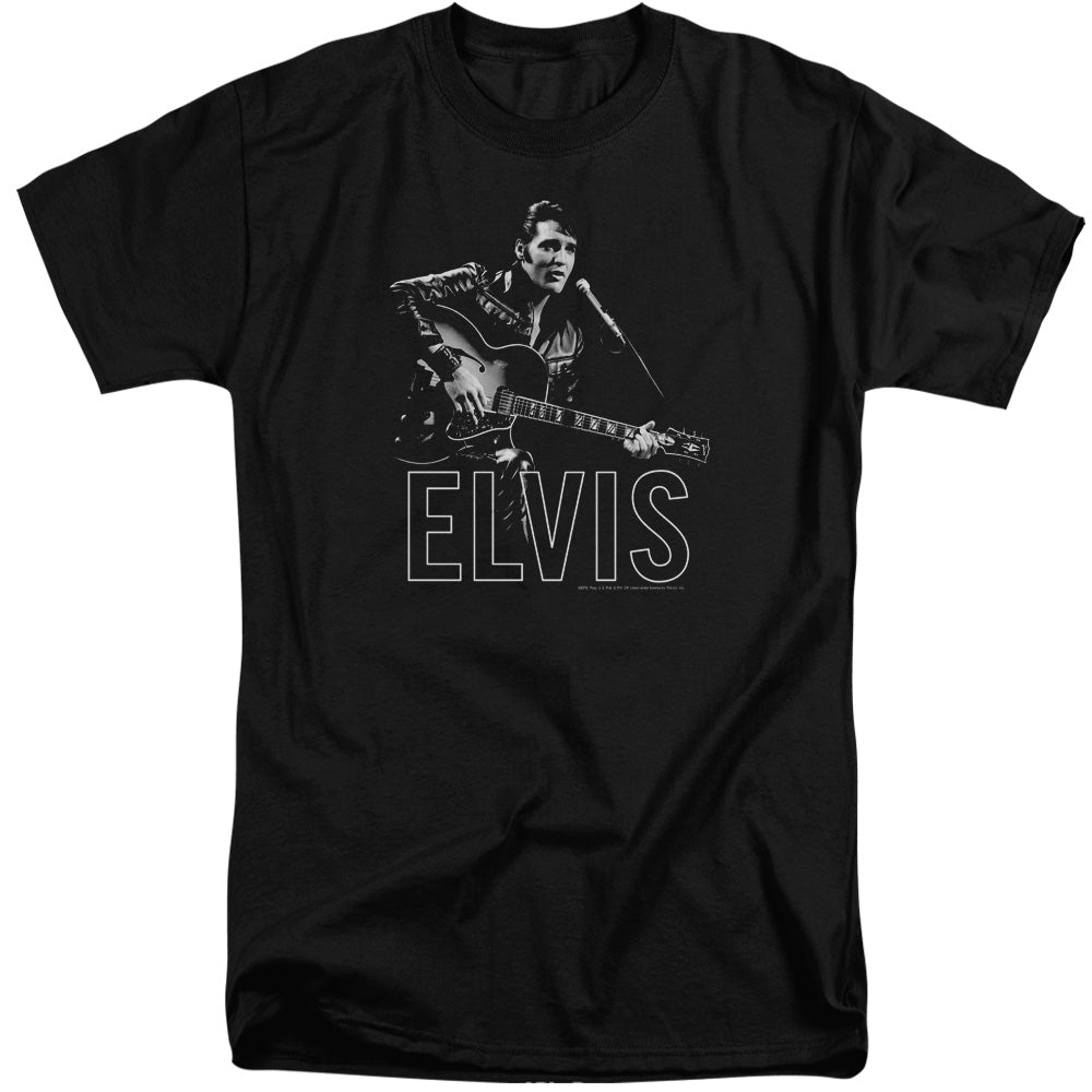 AN OFFCIALLY LICENSED ELVIS PRESLEY GUITAR IN HAND MEN'S TALL FIT T-SHIRT BLACK