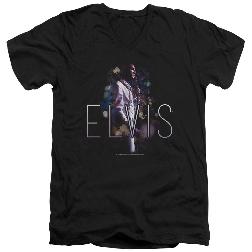 AN OFFCIALLY LICENSED ELVIS PRESLEY DREAM STATE MEN'S V-NECK T-SHIRT BLACK