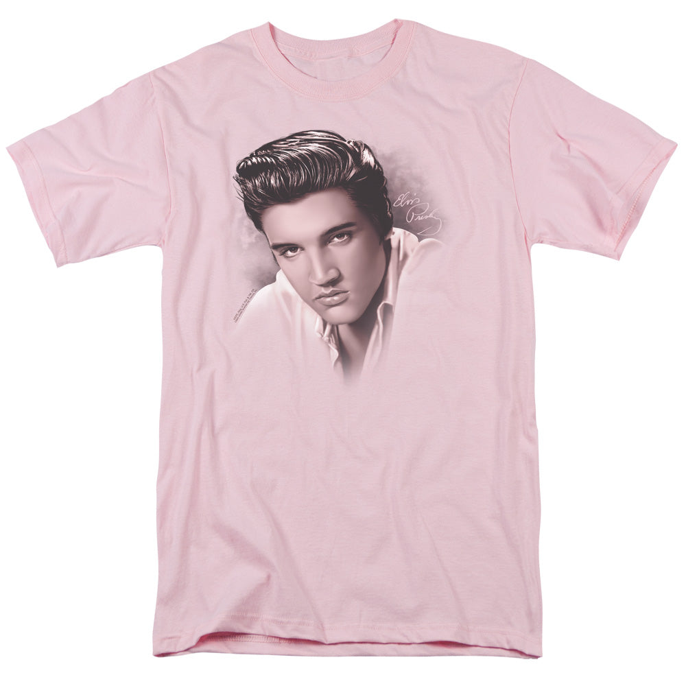 AN OFFCIALLY LICENSED ELVIS PRESLEY THE STARE MEN'S REGULAR FIT T-SHIRT PINK