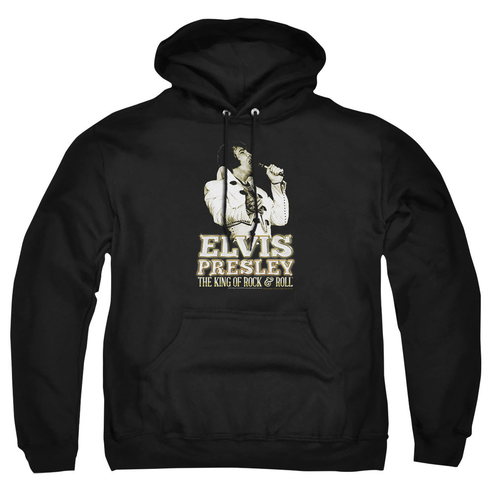 AN OFFCIALLY LICENSED ELVIS PRESLEY GOLDEN ADULT UNISEX PULLOVER HOODIE BLACK