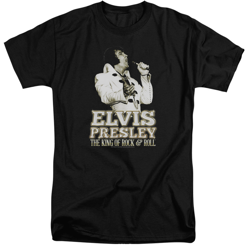 AN OFFCIALLY LICENSED ELVIS PRESLEY GOLDEN MEN'S TALL FIT T-SHIRT BLACK