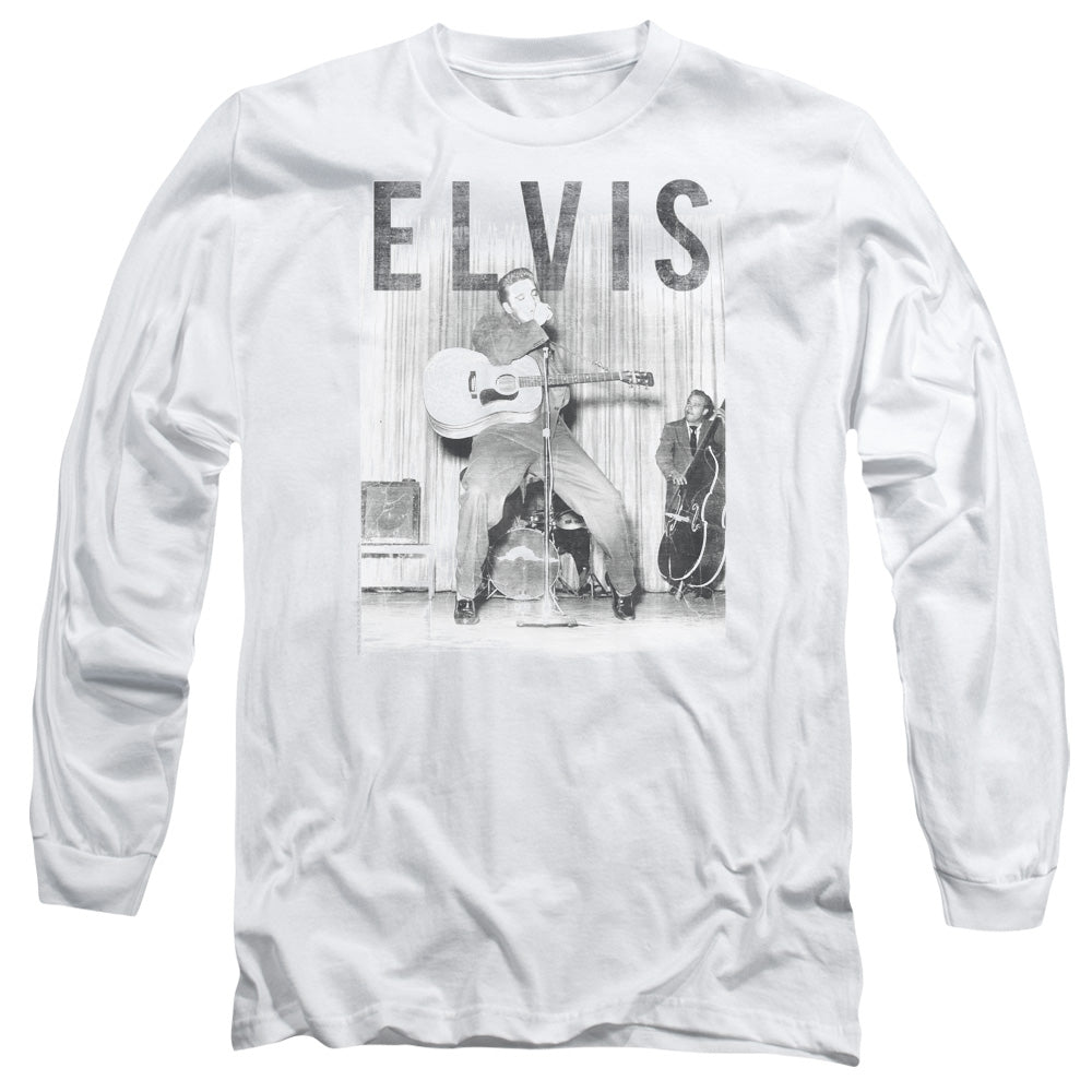 AN OFFCIALLY LICENSED ELVIS PRESLEY WITH THE BAND MEN'S LONG SLEEVE T-SHIRT WHITE