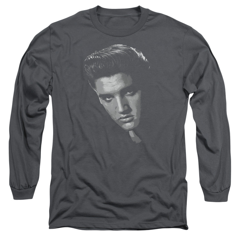AN OFFCIALLY LICENSED ELVIS PRESLEY AMERICAN IDOL MEN'S LONG SLEEVE T-SHIRT CHARCOAL