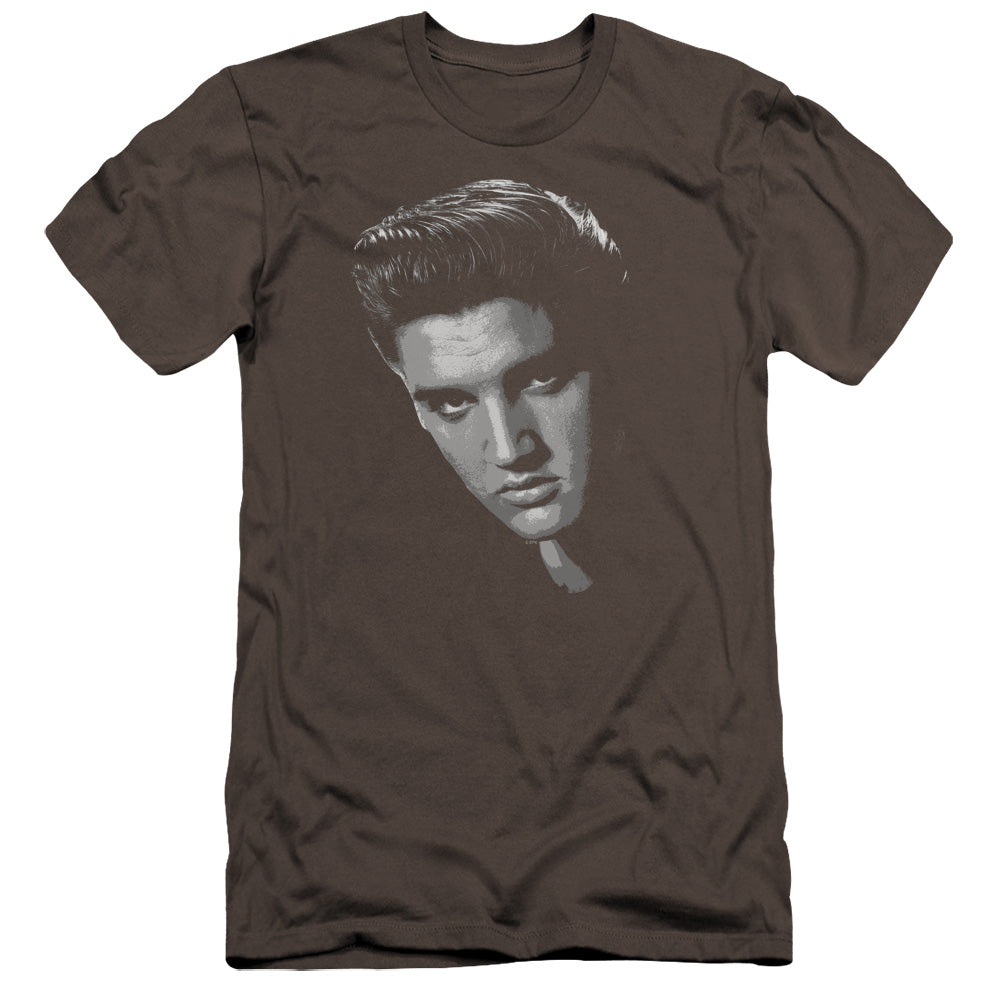 AN OFFCIALLY LICENSED ELVIS PRESLEY AMERICAN IDOL MEN'S PREMIUM SLIM FIT T-SHIRT CHARCOAL