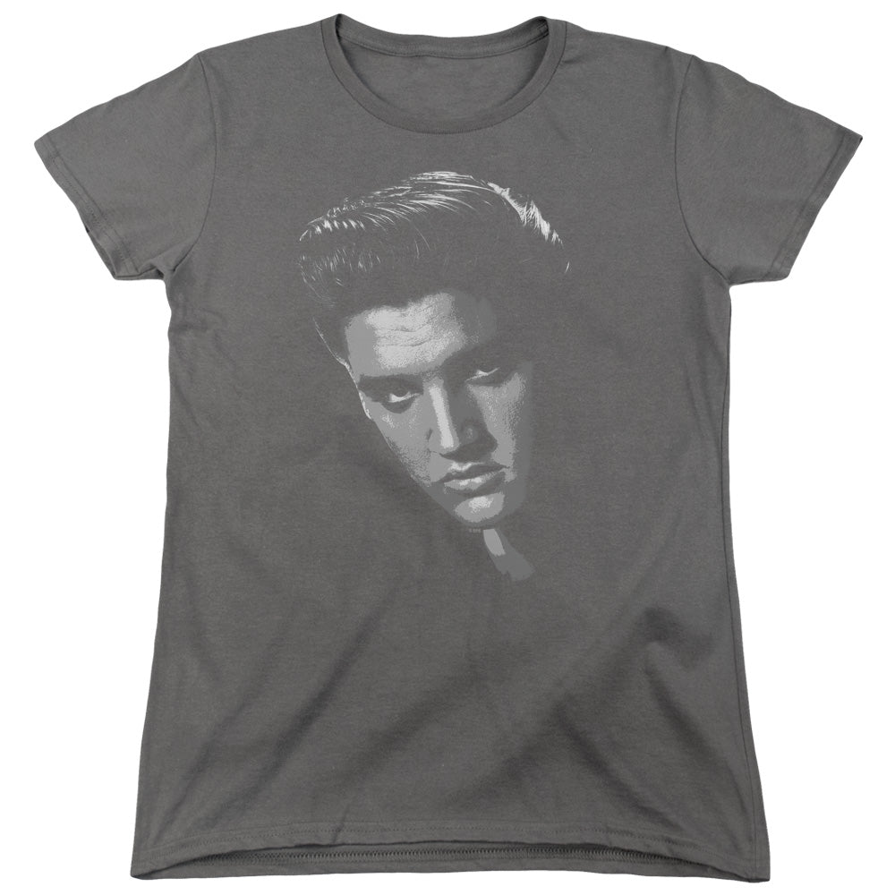 AN OFFCIALLY LICENSED ELVIS PRESLEY AMERICAN IDOL WOMEN'S REGULAR FIT T-SHIRT CHARCOAL