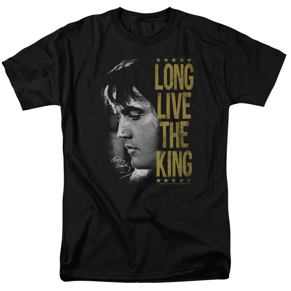 AN OFFCIALLY LICENSED ELVIS PRESLEY LONG LIVE THE KING MEN'S REGULAR FIT T-SHIRT BLACK
