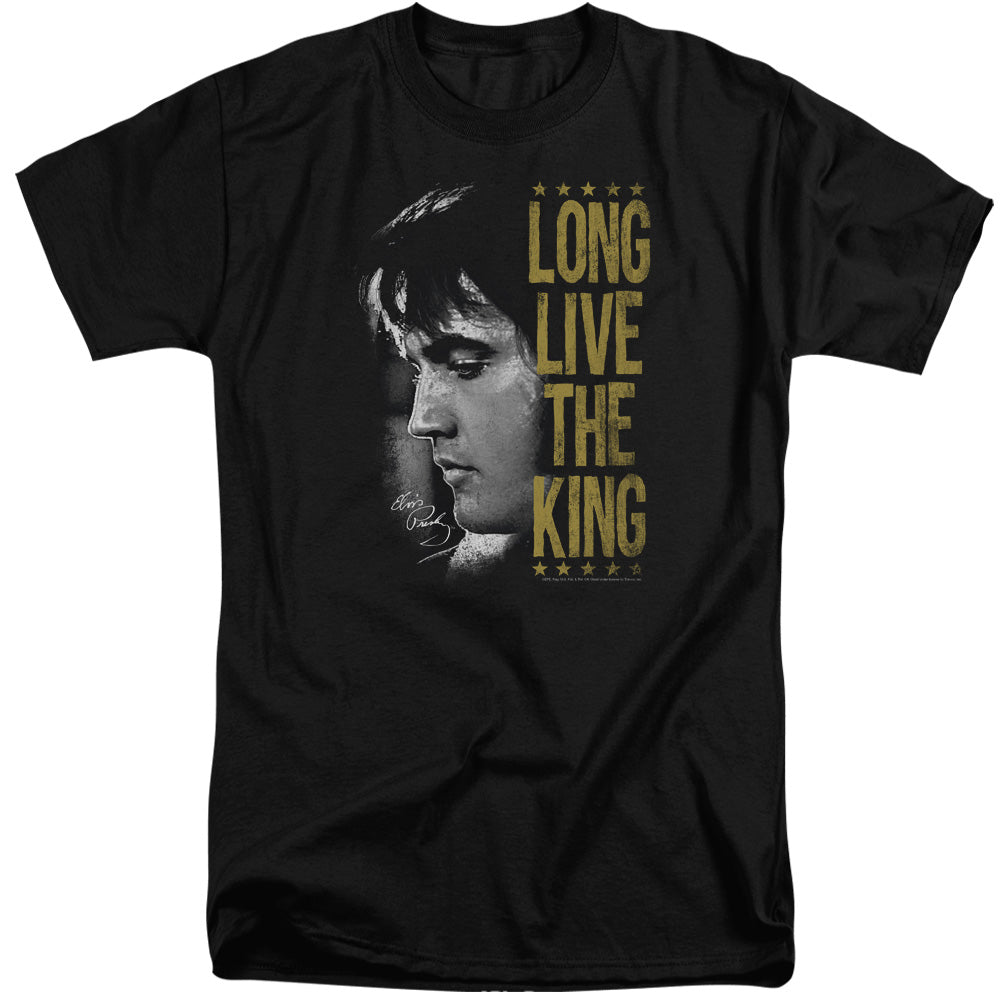 AN OFFCIALLY LICENSED ELVIS PRESLEY LONG LIVE THE KING MEN'S TALL FIT T-SHIRT BLACK