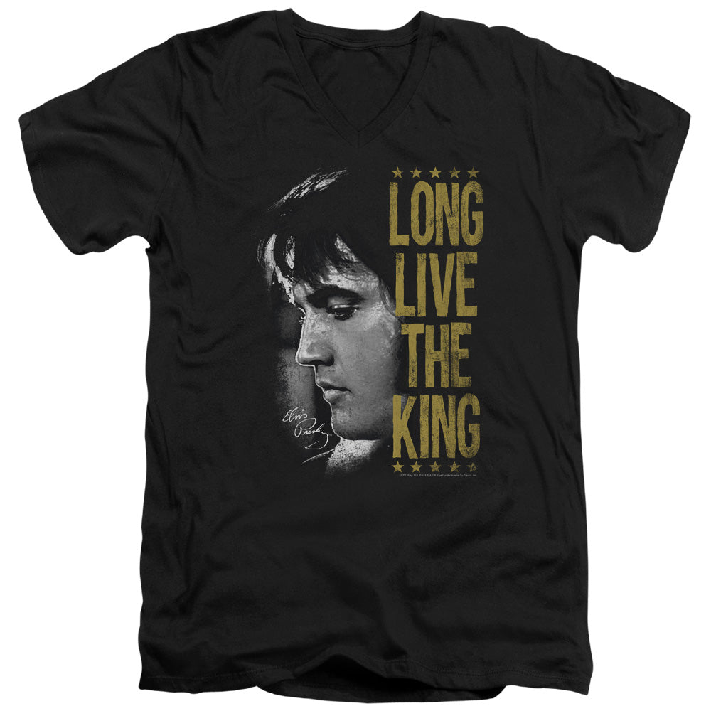 AN OFFCIALLY LICENSED ELVIS PRESLEY LONG LIVE THE KING MEN'S V-NECK T-SHIRT BLACK