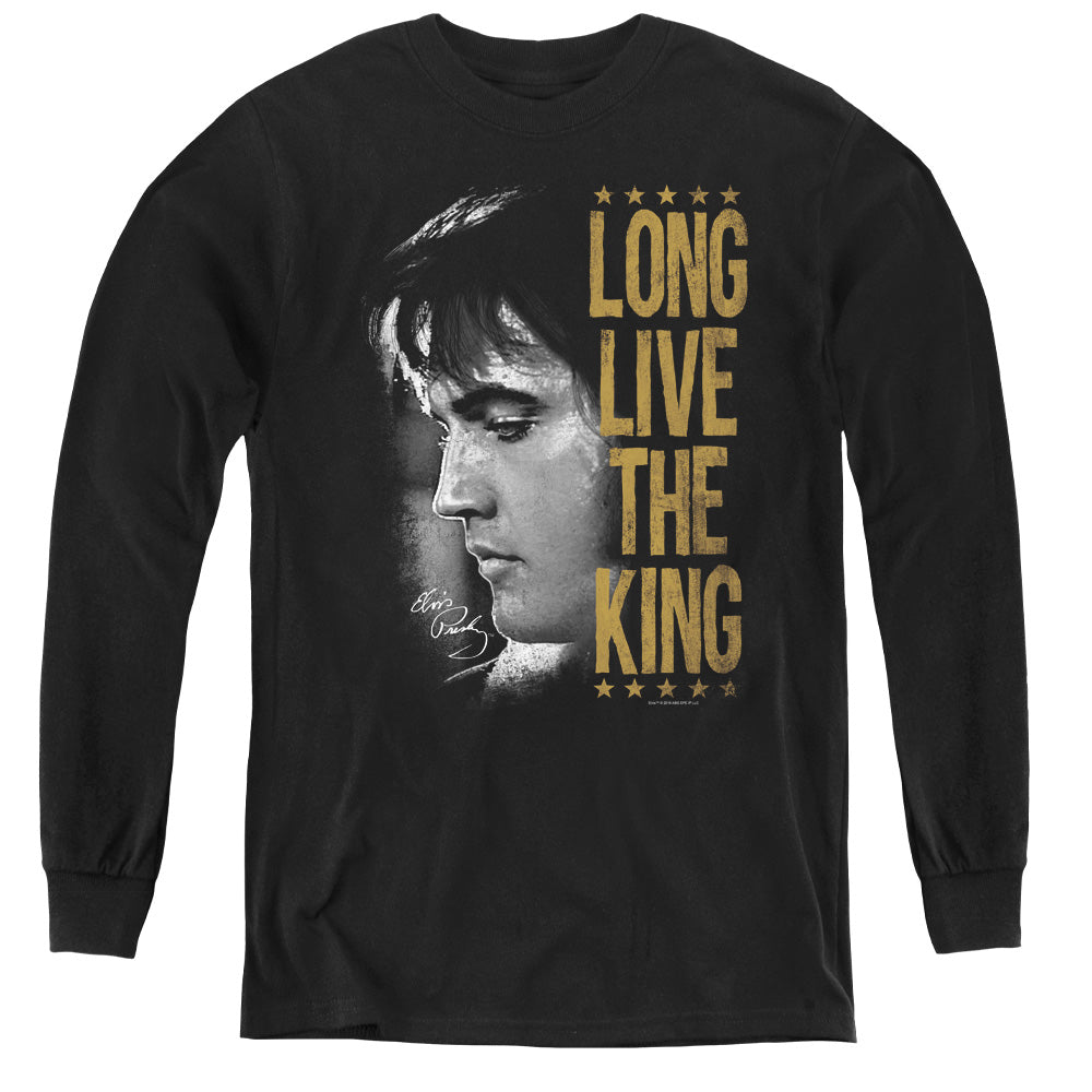 AN OFFCIALLY LICENSED ELVIS PRESLEY LONG LIVE THE KING YOUTH LONG SLEEVE T-SHIRT BLACK