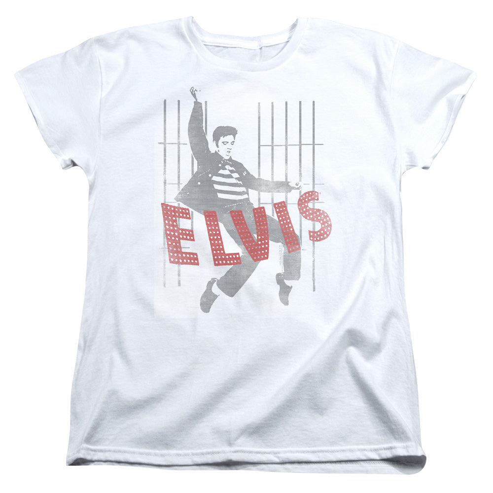 AN OFFCIALLY LICENSED ELVIS PRESLEY ICONIC POSE WOMEN'S REGULAR FIT T-SHIRT WHITE