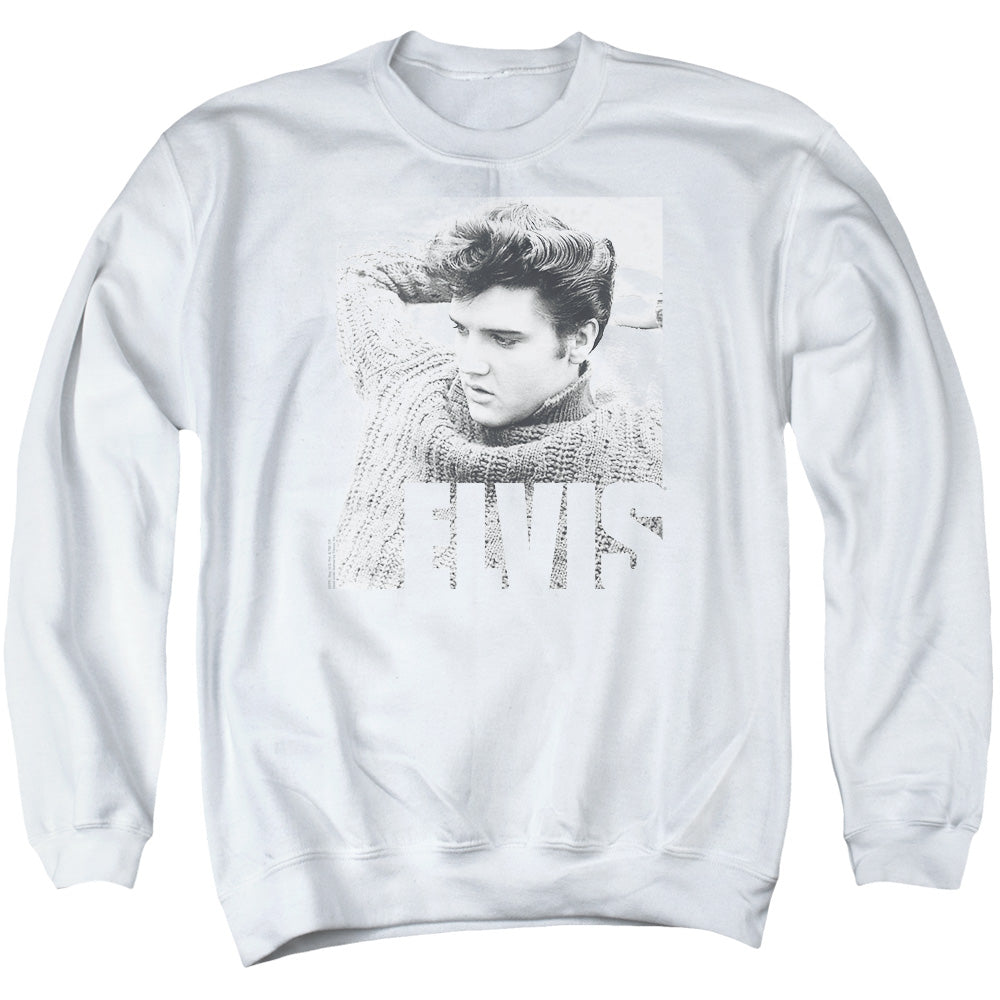 AN OFFCIALLY LICENSED ELVIS PRESLEY RELAXING ADULT UNISEX CREWNECK SWEATSHIRT WHITE