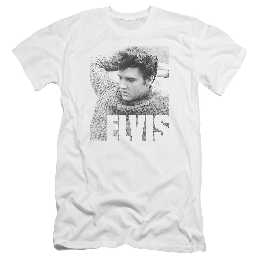 AN OFFCIALLY LICENSED ELVIS PRESLEY RELAXING MEN'S PREMIUM SLIM FIT T-SHIRT WHITE