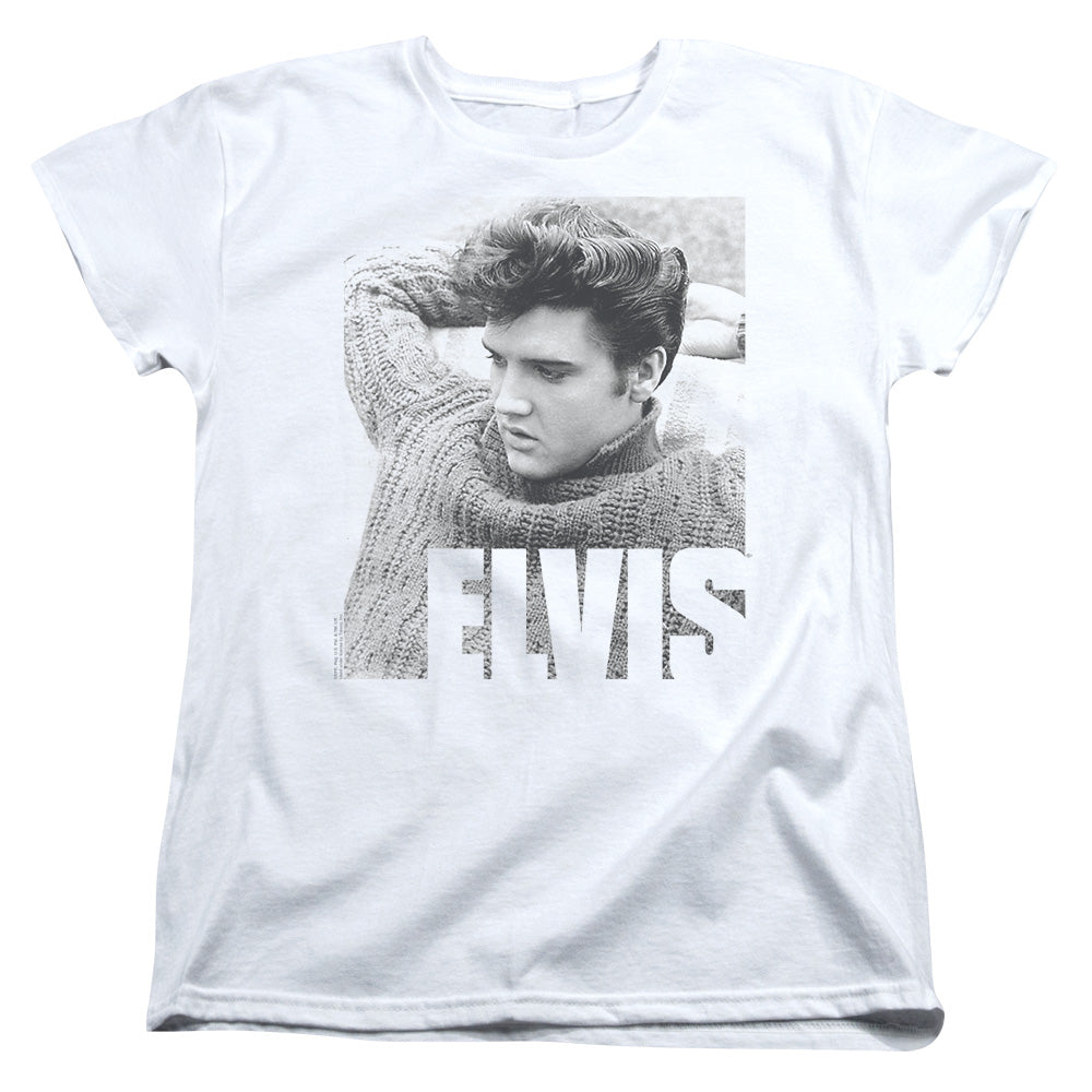 AN OFFCIALLY LICENSED ELVIS PRESLEY RELAXING WOMEN'S REGULAR FIT T-SHIRT WHITE