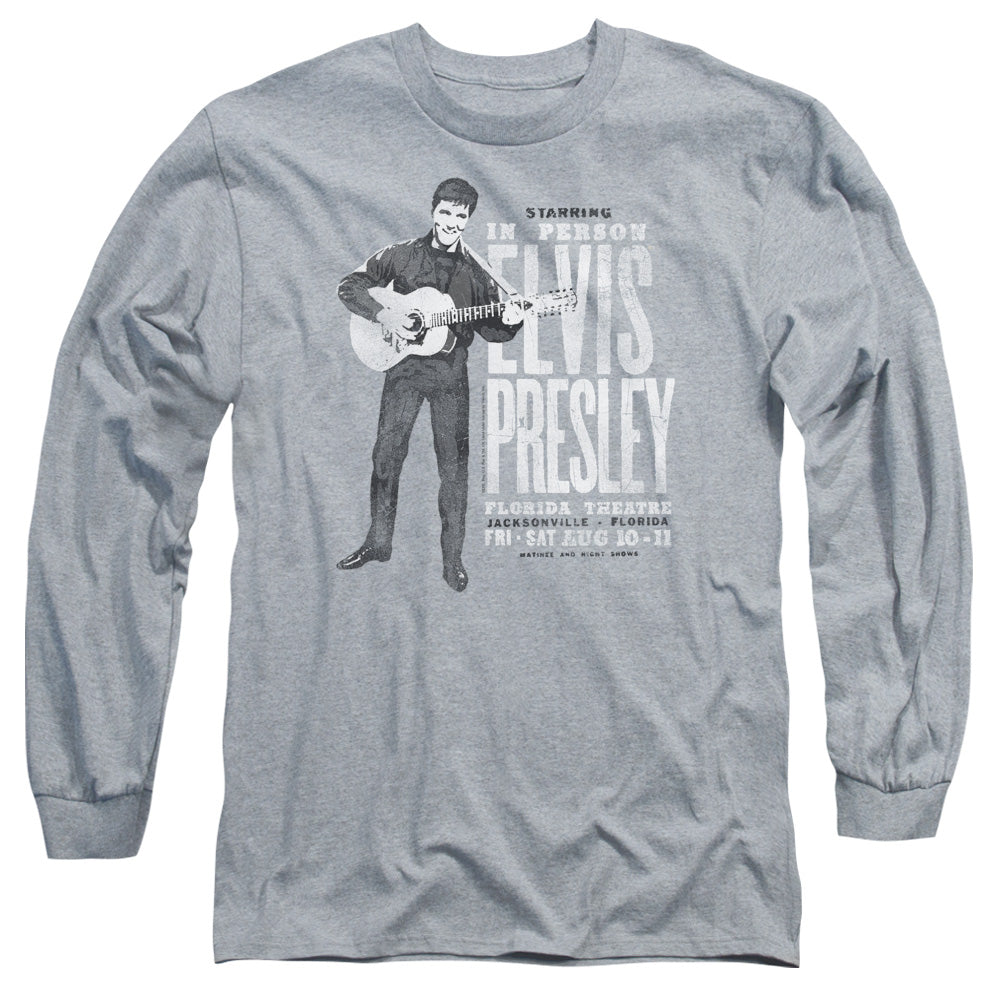 AN OFFCIALLY LICENSED ELVIS PRESLEY IN PERSON MEN'S LONG SLEEVE T-SHIRT ATHLETIC HEATHER
