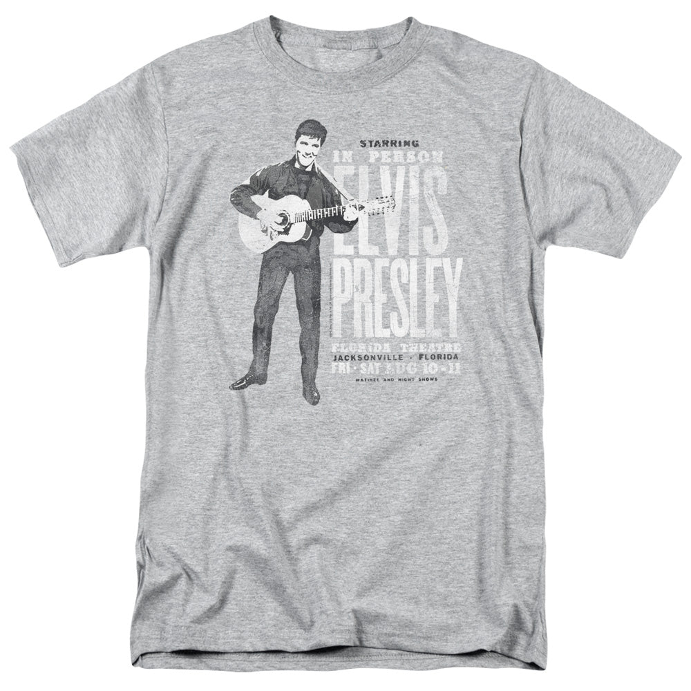 AN OFFCIALLY LICENSED ELVIS PRESLEY IN PERSON MEN'S REGULAR FIT T-SHIRT ATHLETIC HEATHER