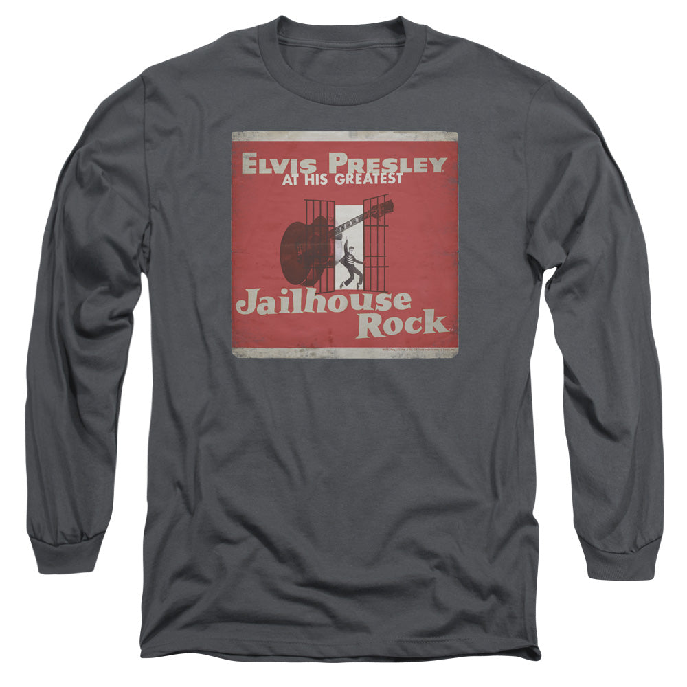 AN OFFCIALLY LICENSED ELVIS PRESLEY GREATEST MEN'S LONG SLEEVE T-SHIRT CHARCOAL