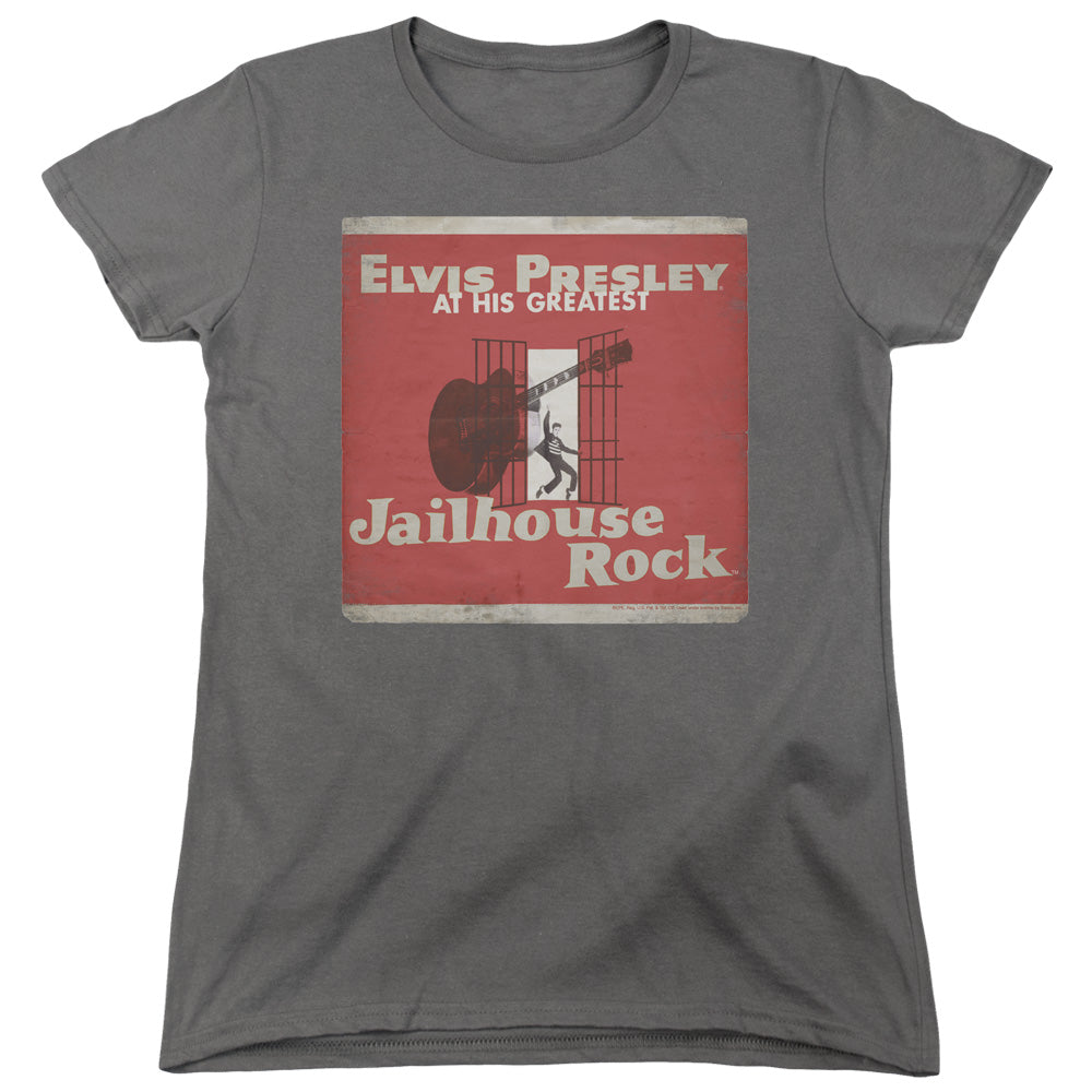 AN OFFCIALLY LICENSED ELVIS PRESLEY GREATEST WOMEN'S REGULAR FIT T-SHIRT CHARCOAL
