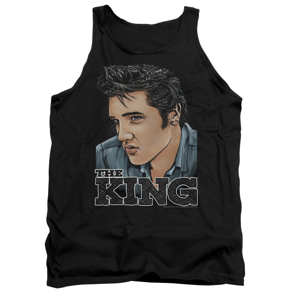 AN OFFCIALLY LICENSED ELVIS PRESLEY GRAPHIC KING ADULT UNISEX TANK TOP BLACK