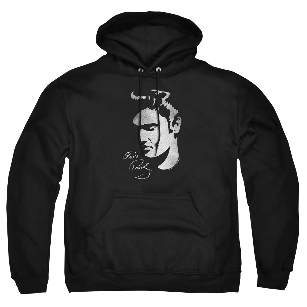 AN OFFCIALLY LICENSED ELVIS PRESLEY SIMPLE FACE ADULT UNISEX PULLOVER HOODIE BLACK
