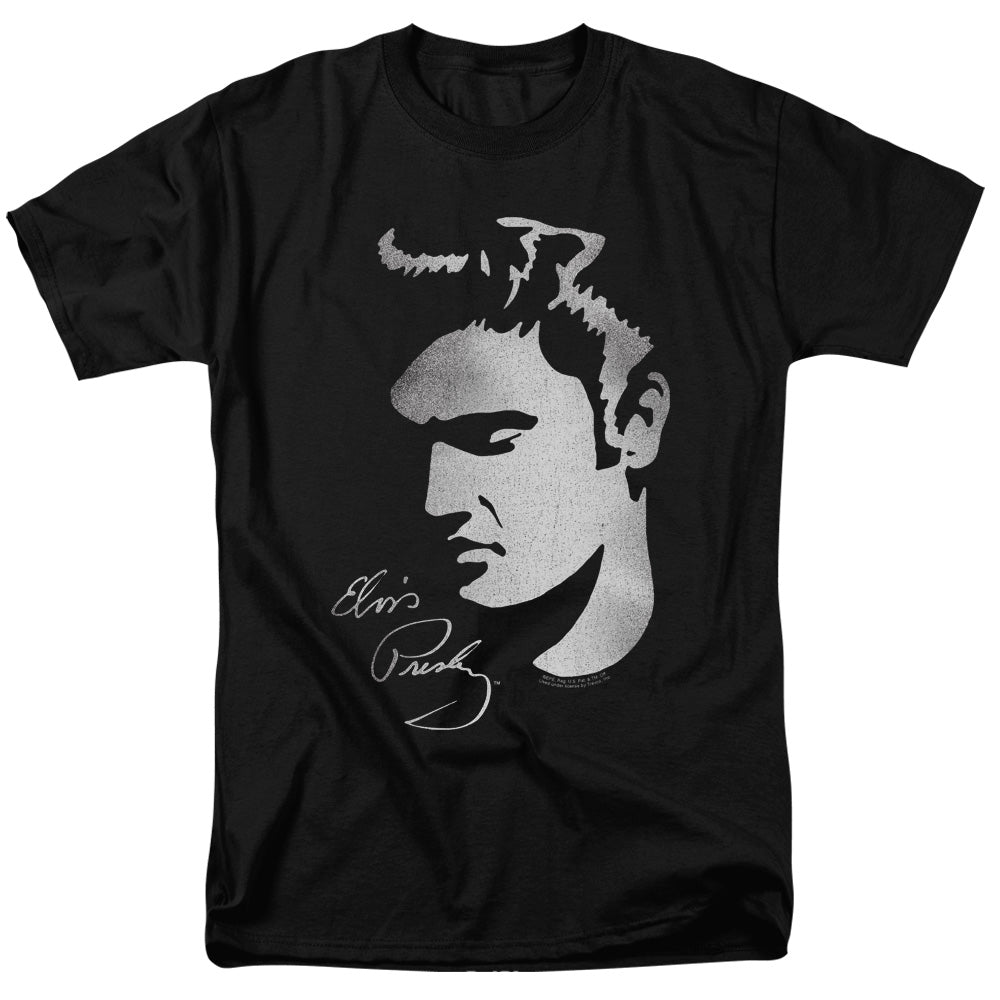 AN OFFCIALLY LICENSED ELVIS PRESLEY SIMPLE FACE MEN'S REGULAR FIT T-SHIRT BLACK