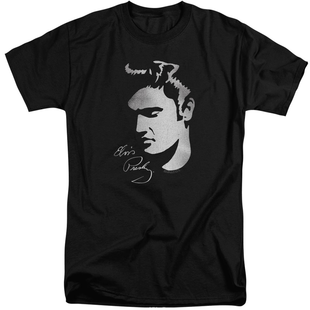 AN OFFCIALLY LICENSED ELVIS PRESLEY SIMPLE FACE MEN'S TALL FIT T-SHIRT BLACK