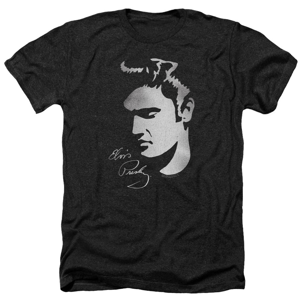 AN OFFCIALLY LICENSED ELVIS PRESLEY SIMPLE FACE MEN'S HEATHER T-SHIRT CHARCOAL