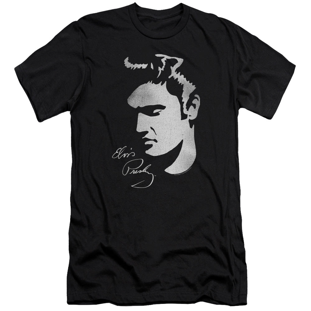 AN OFFCIALLY LICENSED ELVIS PRESLEY SIMPLE FACE MEN'S PREMIUM SLIM FIT T-SHIRT BLACK