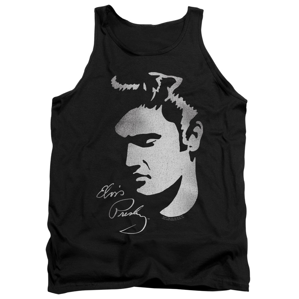 AN OFFCIALLY LICENSED ELVIS PRESLEY SIMPLE FACE ADULT UNISEX TANK TOP BLACK