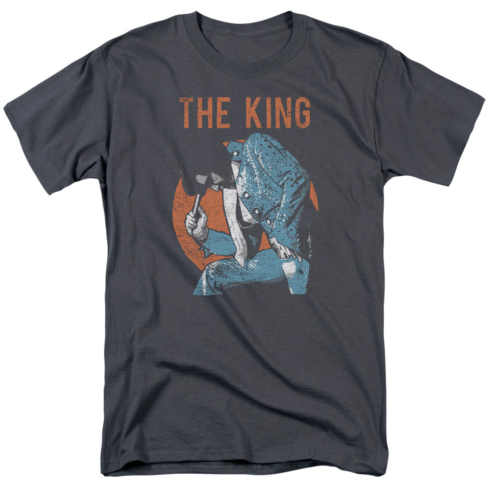 AN OFFCIALLY LICENSED ELVIS PRESLEY MIC IN HAND MEN'S REGULAR FIT T-SHIRT CHARCOAL