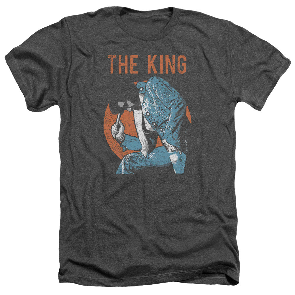 AN OFFCIALLY LICENSED ELVIS PRESLEY MIC IN HAND MEN'S HEATHER T-SHIRT CHARCOAL