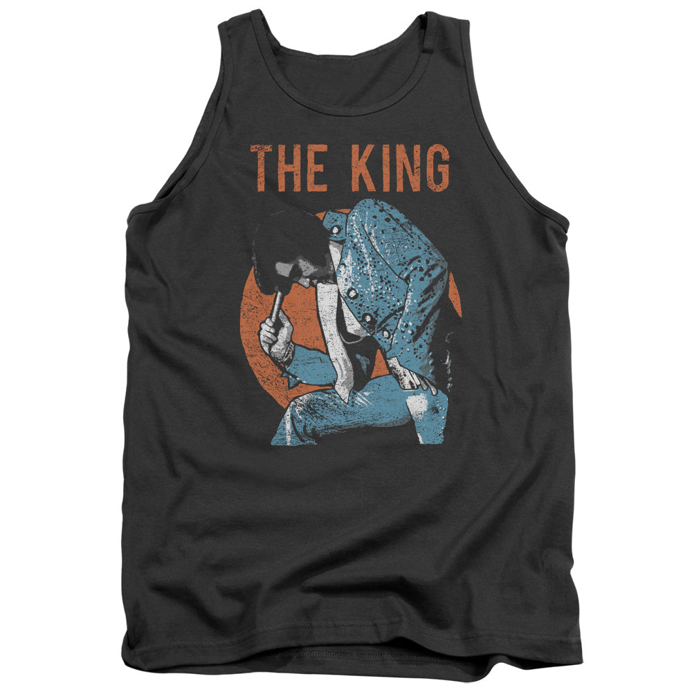 AN OFFCIALLY LICENSED ELVIS PRESLEY MIC IN HAND ADULT UNISEX TANK TOP CHARCOAL