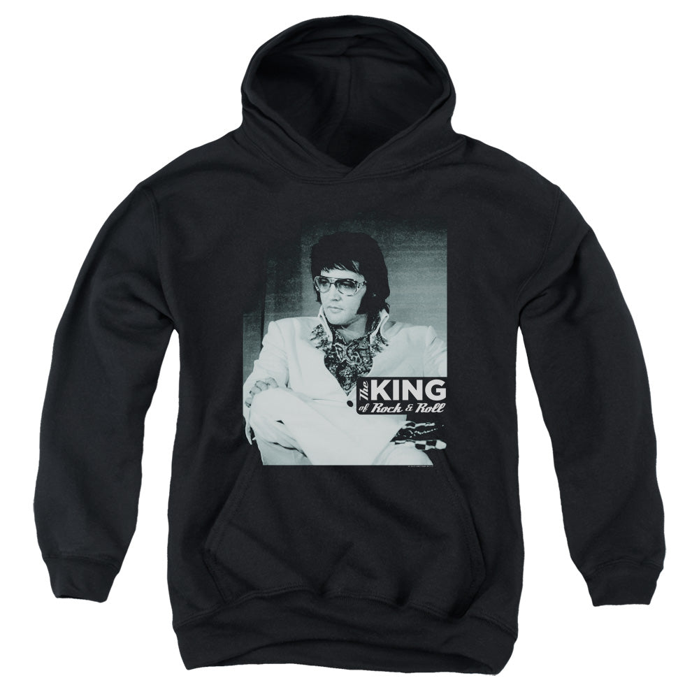 AN OFFCIALLY LICENSED ELVIS PRESLEY GOOD TO BE YOUTH HOODIE BLACK