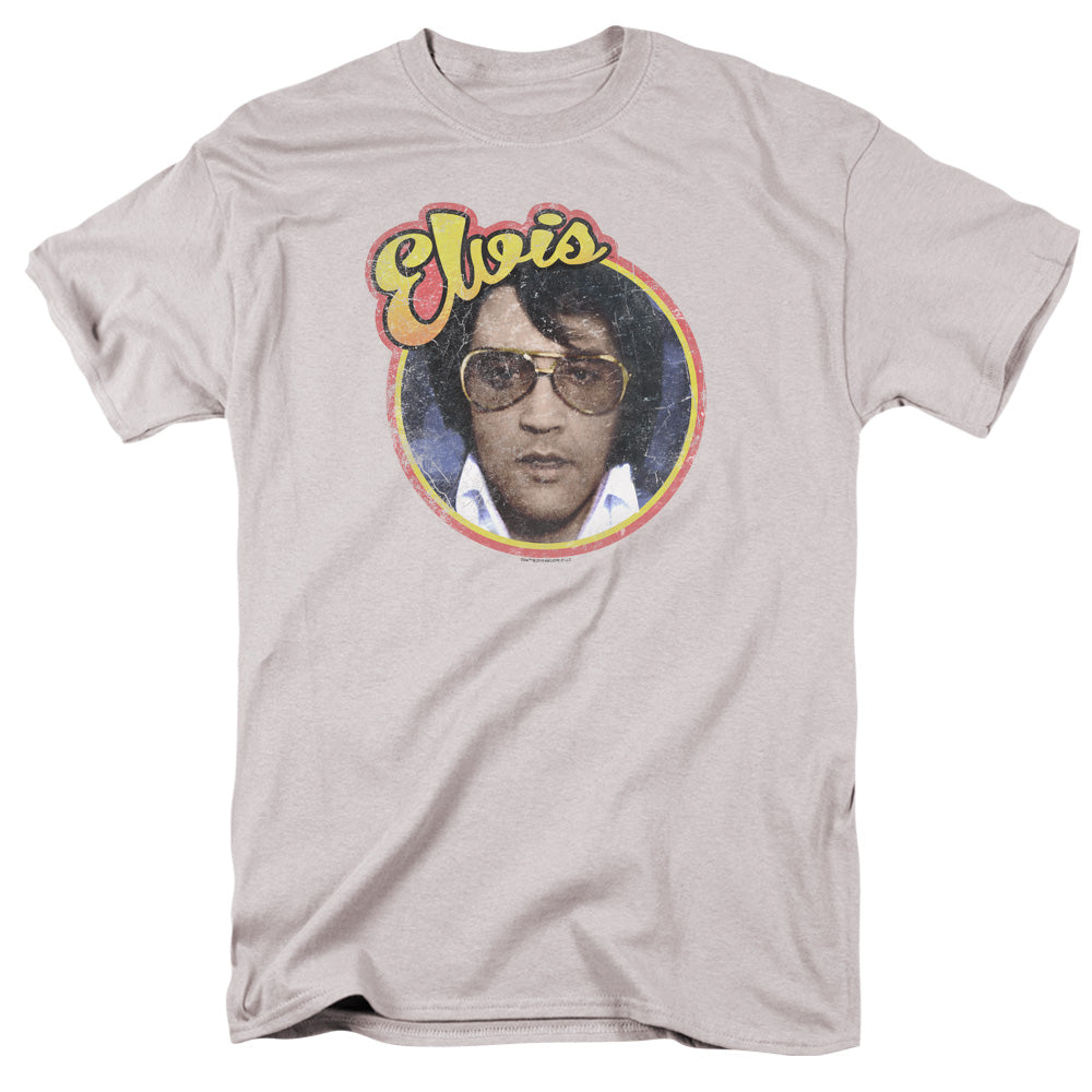 AN OFFCIALLY LICENSED ELVIS PRESLEY MATCHBOX ELVIS MEN'S REGULAR FIT T-SHIRT SILVER