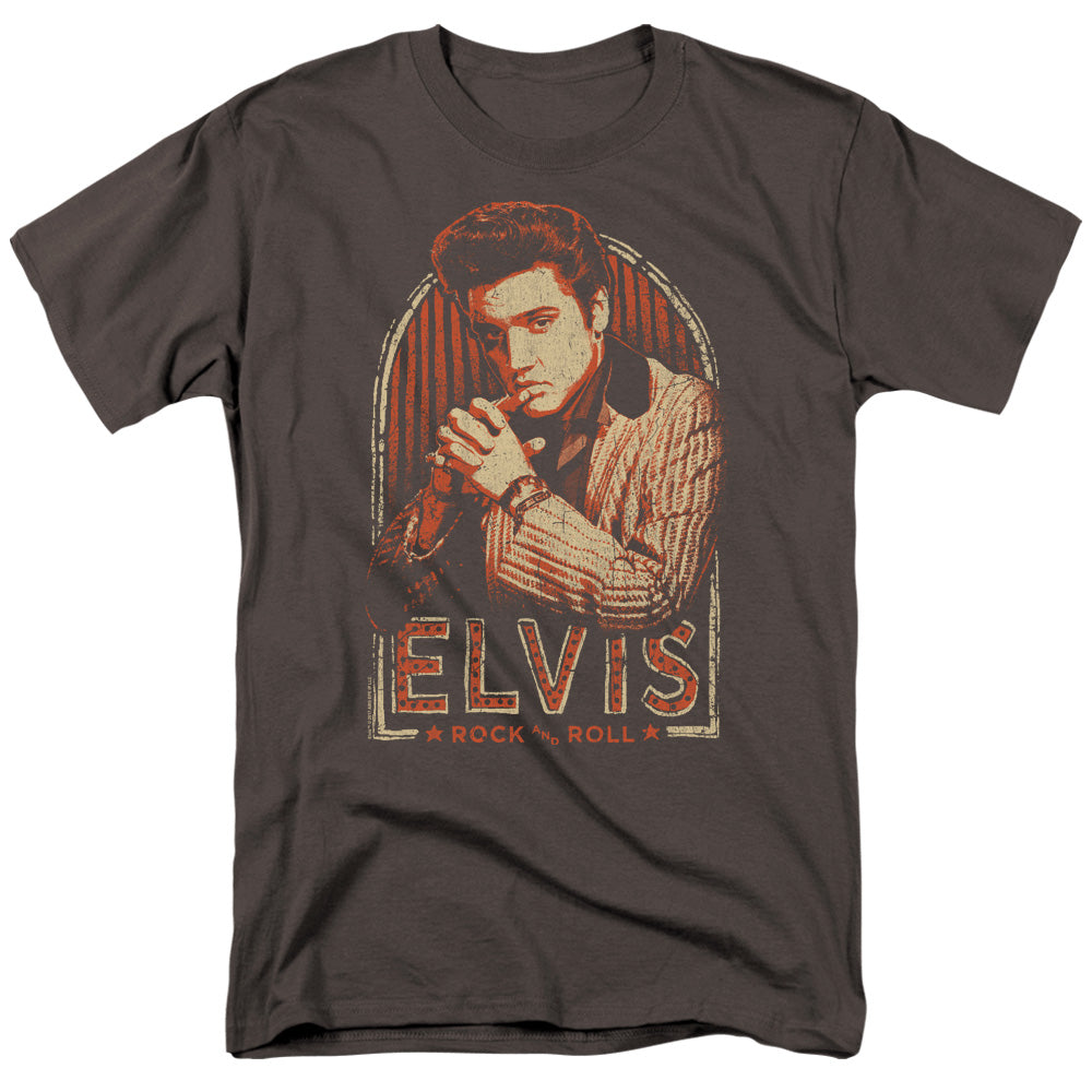 AN OFFCIALLY LICENSED ELVIS PRESLEY STRIPES MEN'S REGULAR FIT T-SHIRT CHARCOAL