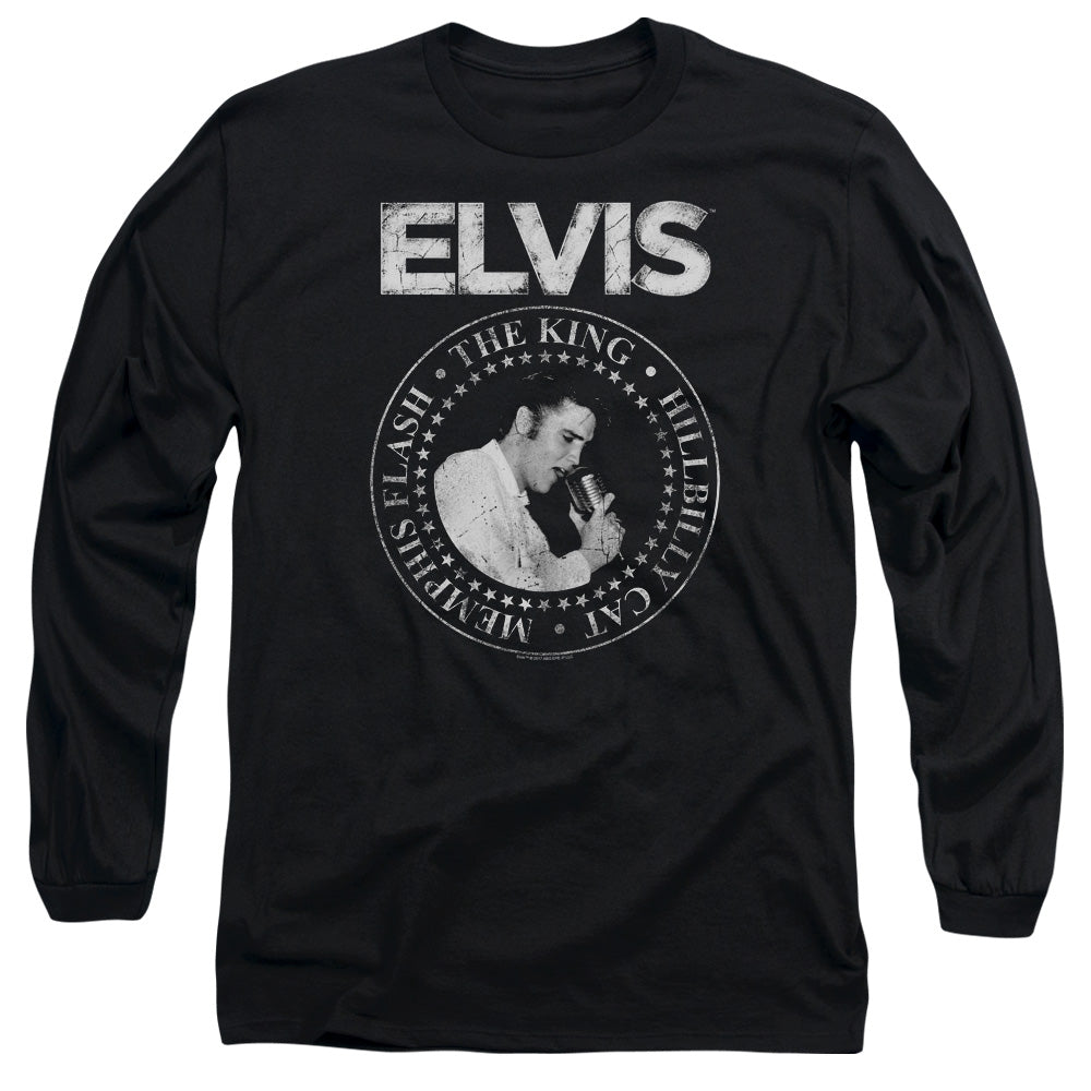 AN OFFCIALLY LICENSED ELVIS PRESLEY ROCK KING MEN'S LONG SLEEVE T-SHIRT BLACK