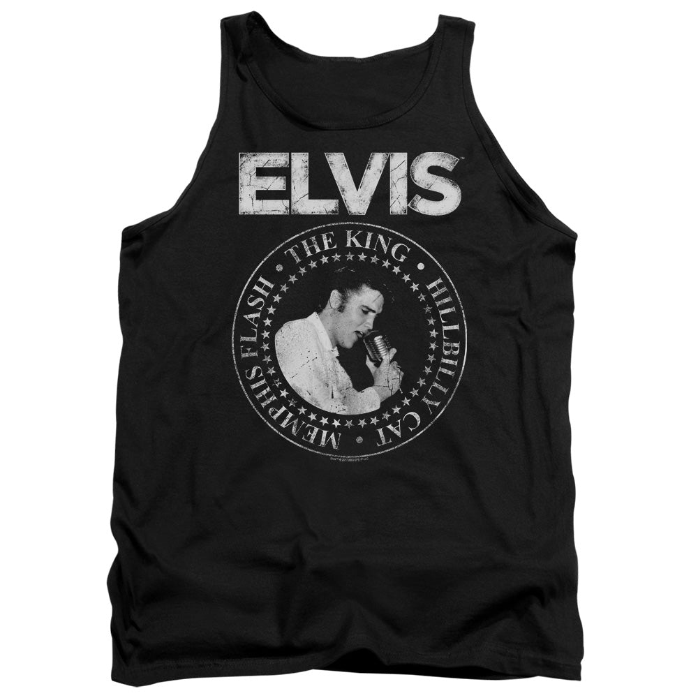 AN OFFCIALLY LICENSED ELVIS PRESLEY ROCK KING ADULT UNISEX TANK TOP BLACK