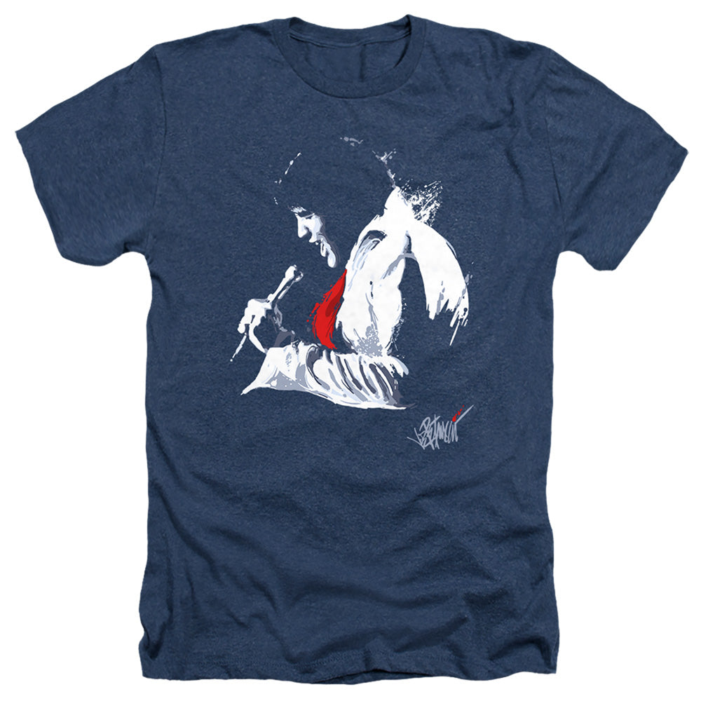 AN OFFCIALLY LICENSED ELVIS PRESLEY THAT LOOK SING MEN'S HEATHER T-SHIRT NAVY