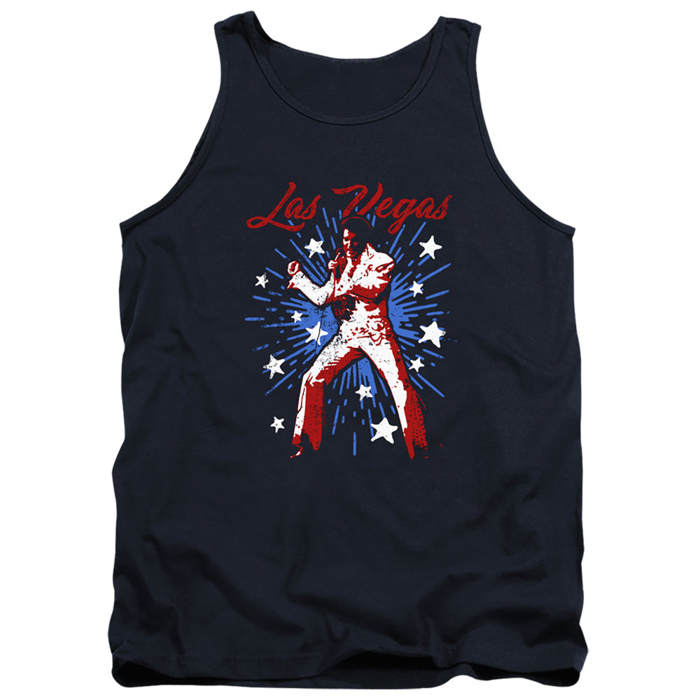 AN OFFCIALLY LICENSED ELVIS PRESLEY VEGAS SUPERSTAR ADULT UNISEX TANK TOP NAVY