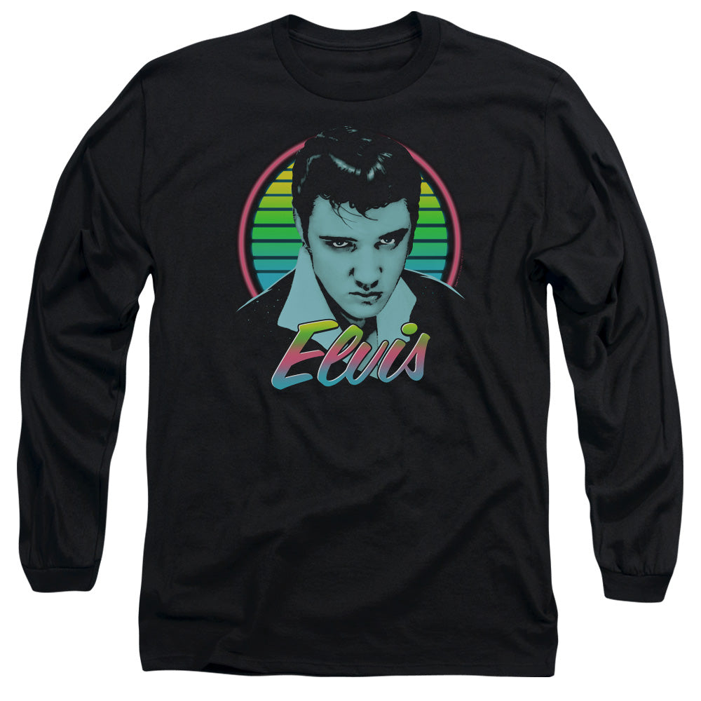 AN OFFCIALLY LICENSED ELVIS PRESLEY NEON KING MEN'S LONG SLEEVE T-SHIRT BLACK