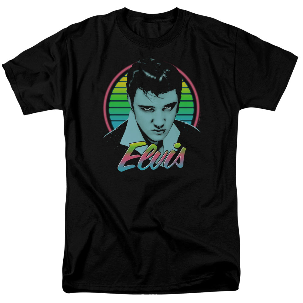 AN OFFCIALLY LICENSED ELVIS PRESLEY NEON KING MEN'S REGULAR FIT T-SHIRT BLACK