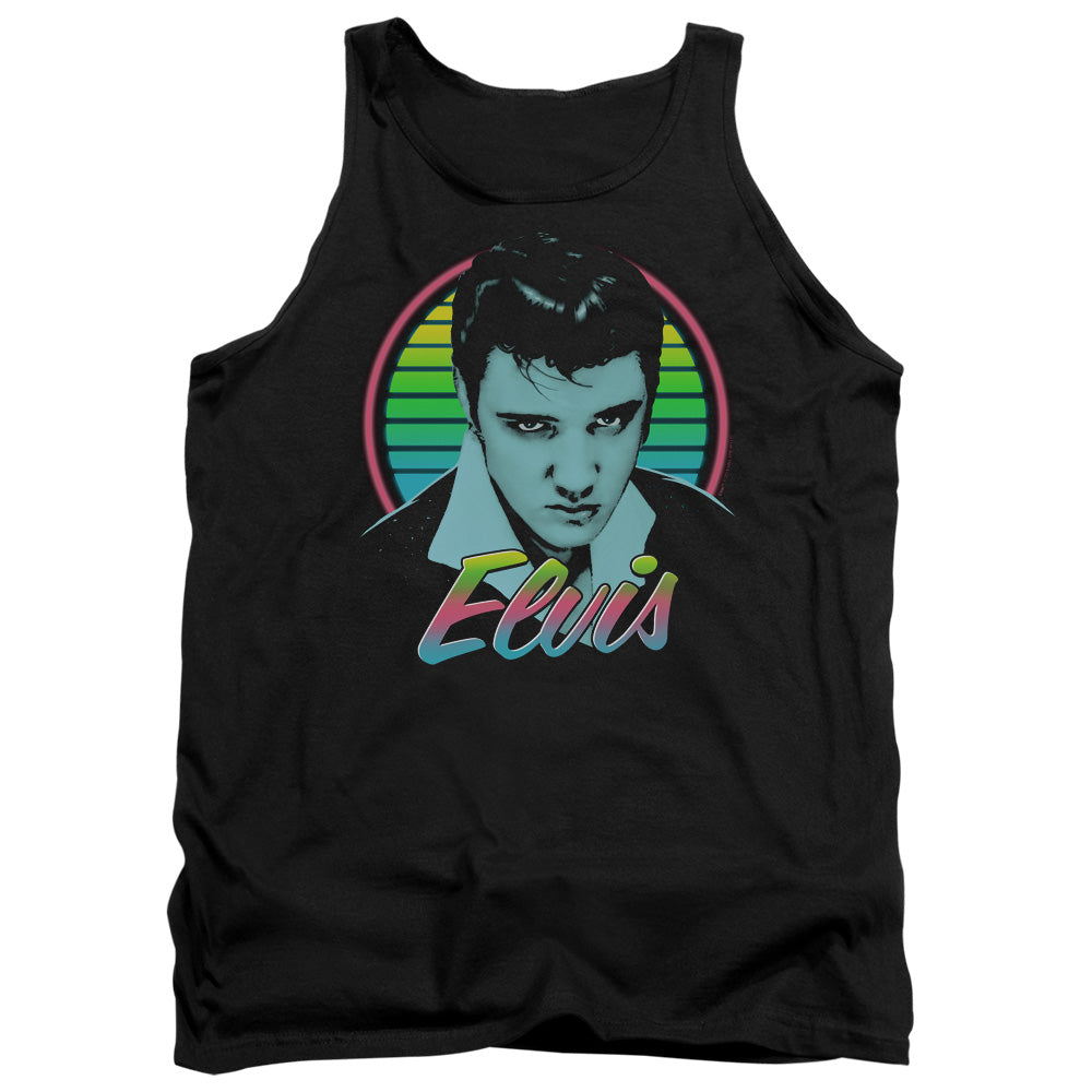 AN OFFCIALLY LICENSED ELVIS PRESLEY NEON KING ADULT UNISEX TANK TOP BLACK