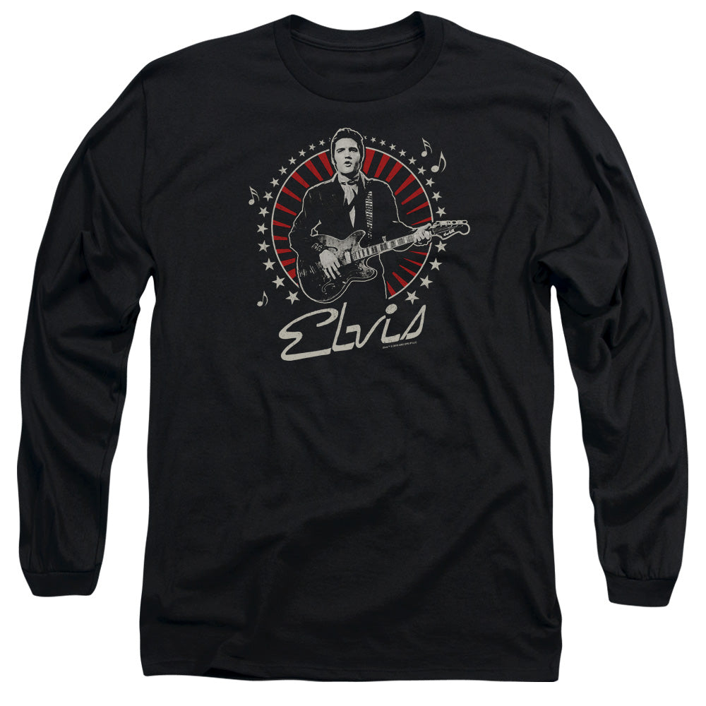 AN OFFCIALLY LICENSED ELVIS PRESLEY STARS MEN'S LONG SLEEVE T-SHIRT BLACK