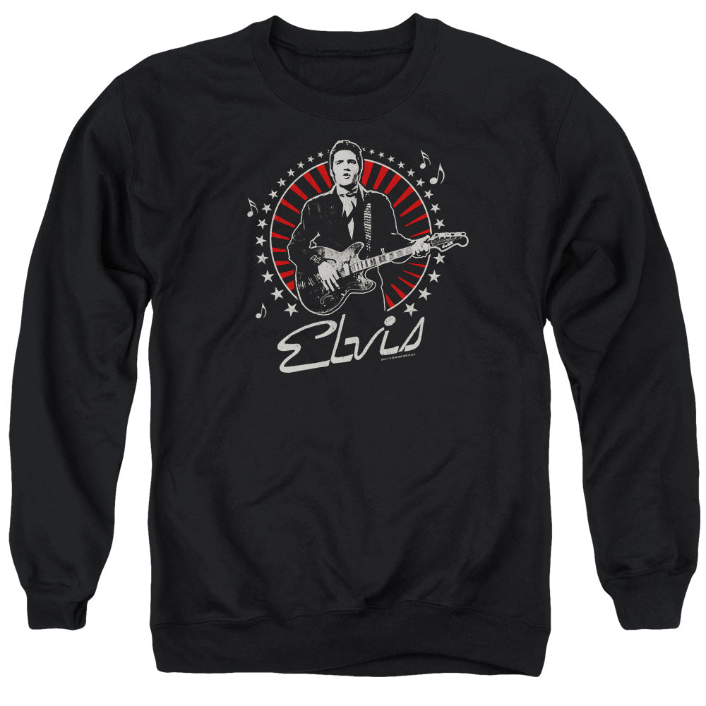 AN OFFCIALLY LICENSED ELVIS PRESLEY STARS ADULT UNISEX CREWNECK SWEATSHIRT BLACK